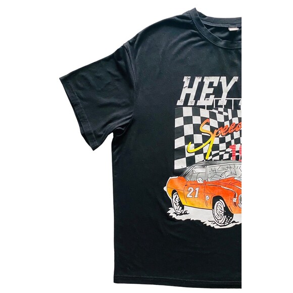 Race Car Speedway 1986 “Hey Bro” Graphic Black ROMWE T-Shirt Men’s Size Medium - Picture 11 of 11